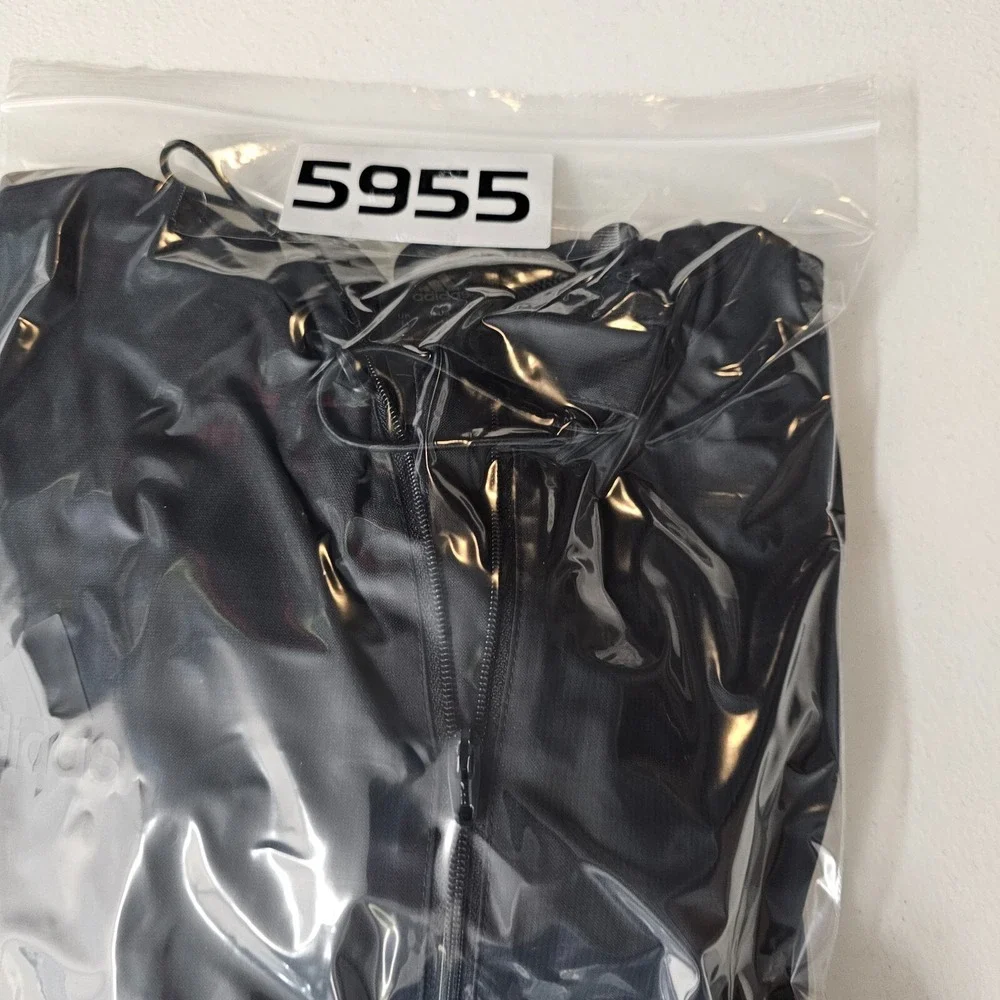 Adidas Black Men's Large‎ Hooded Half Zip Windbreaker Mesh Zip Pouch Running